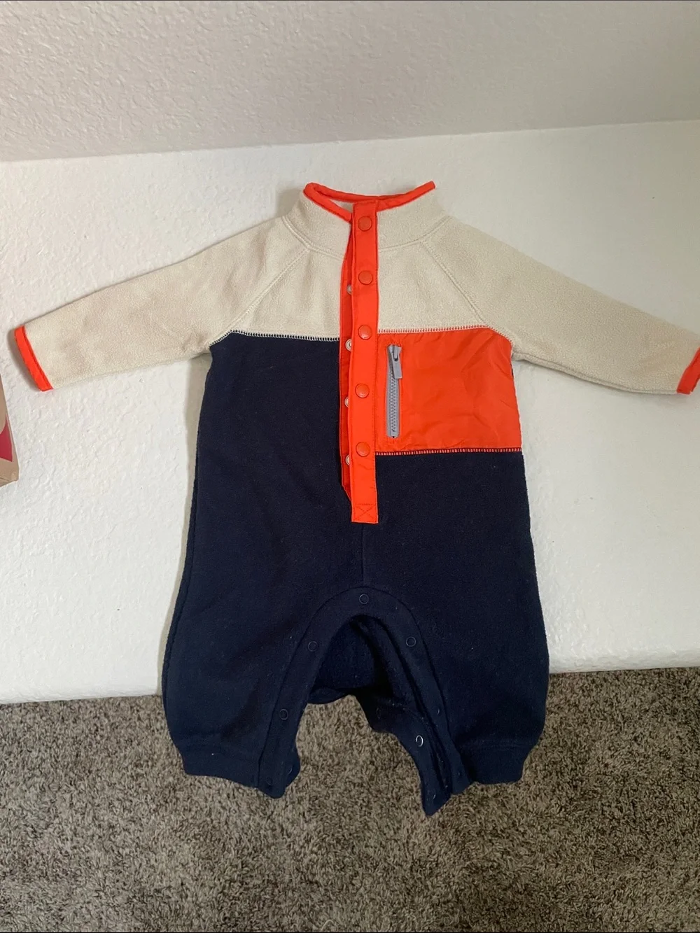 Old Navy Colorblock Baby One-Piece in Navy, Cream & Orange